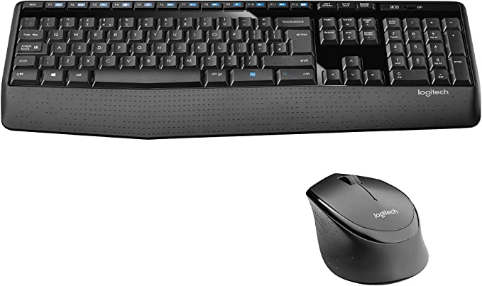 Logitech MK345 Wireless Combo, Full-Sized Keyboard, Palm Rest - Black