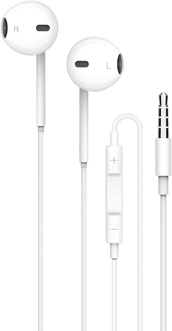 Porodo Soundtec Stereo Earphones 3.5mm - Headphone Volume Control -White