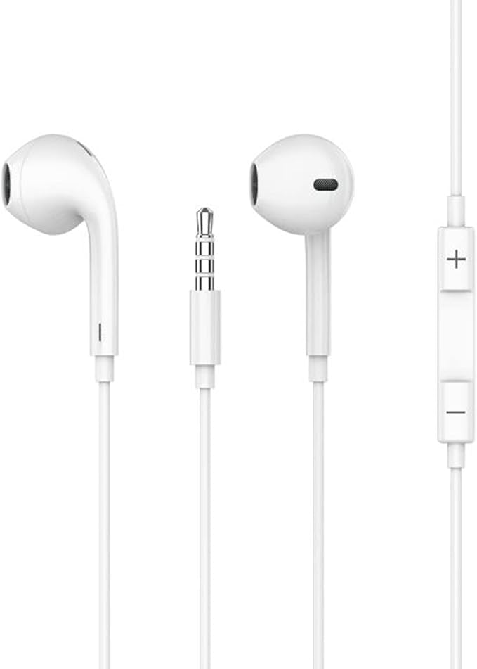 Porodo Soundtec Stereo Earphones 3.5mm - Headphone Volume Control -White