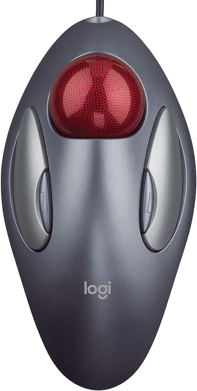 Logitech Trackman Marble Wired Mouse - Grey / Red