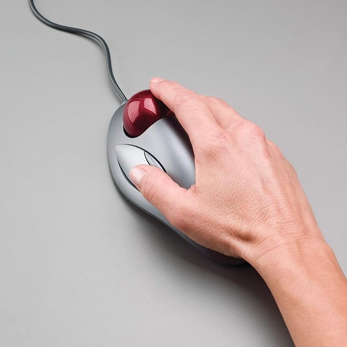 Logitech Trackman Marble Wired Mouse - Grey / Red