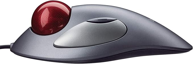 Logitech Trackman Marble Wired Mouse - Grey / Red