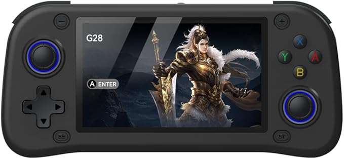 G28 Retro Handheld Game Console, 4.3-Inch HD Screen, 64GB Card, Multi-Emulator – Black