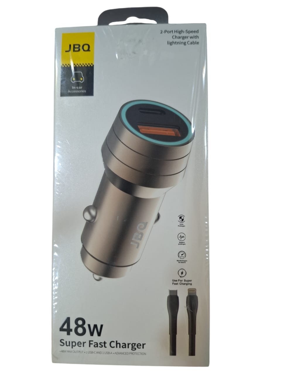 JBQ CC-420Ci 48W PD+QC3.0 Port Fast Car Charger With Type-C To Lightning Cable