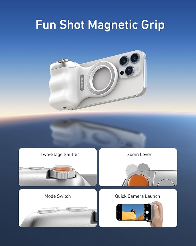 TELESIN Fun Shot Magnetic Camera Grip with Wireless Remote & Tripod Mount Support