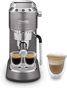 DeLonghi Dedica Arte Espresso Machine with MyLatteArt Nozzle, Steel Tamper, Compact Design