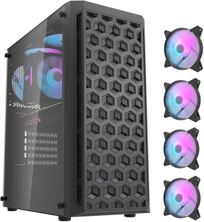 DarkFlash DK350 ATX Mid Tower Gaming Case with 4 ARGB Fans – Black