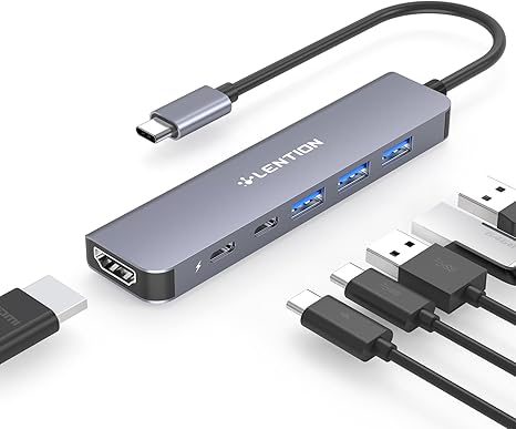 LENTION USB-C Hub 6-in-1 Adapter, 4K HDMI, USB 3.0, Power Delivery(CB-CE35s)