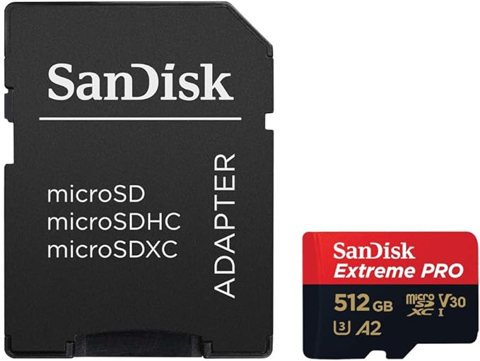 SanDisk 512GB Extreme Pro microSD UHS I Card for 4K Video , Red/Black