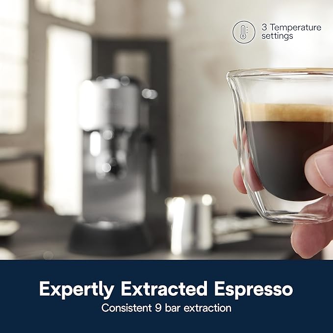 DeLonghi Dedica Arte Espresso Machine with MyLatteArt Nozzle, Steel Tamper, Compact Design