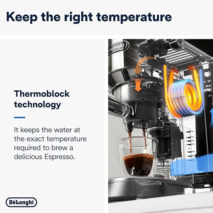 DeLonghi Dedica Arte Espresso Machine with MyLatteArt Nozzle, Steel Tamper, Compact Design