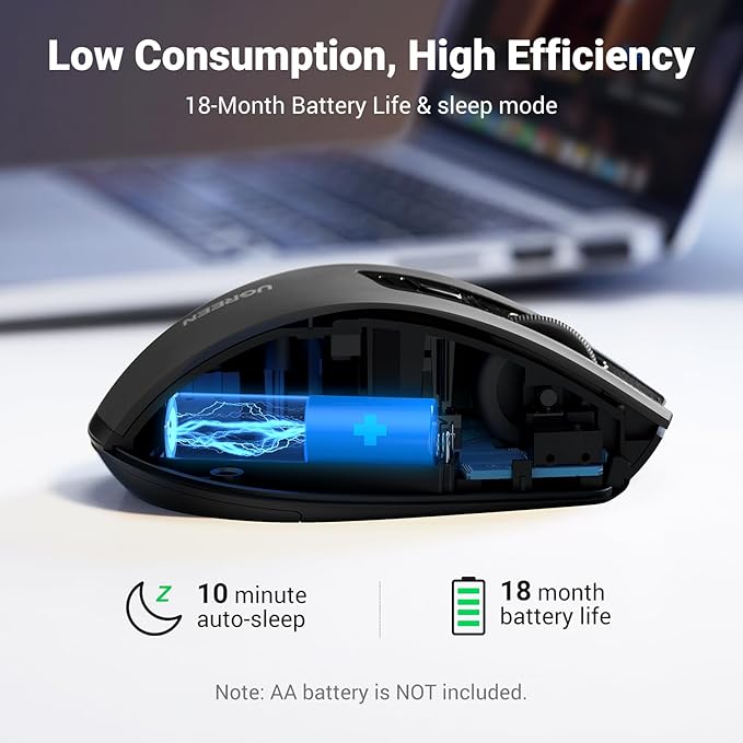 UGREEN MU006 Ergonomic Wireless Mouse - Comfortable, Silent, and Reliable
