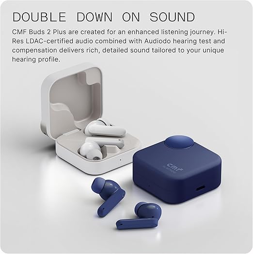 CMF Nothing Buds 2 Plus Light Grey | Hi-Res ANC Wireless Earbuds