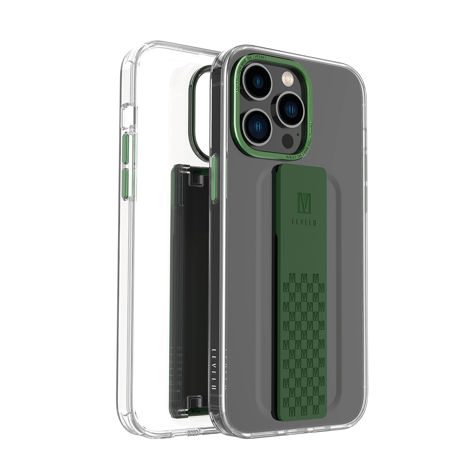 جراب خلفي شفاف من Levelo Morphix Clara لهاتف iPhone 14 Pro Max IMD - أخضر