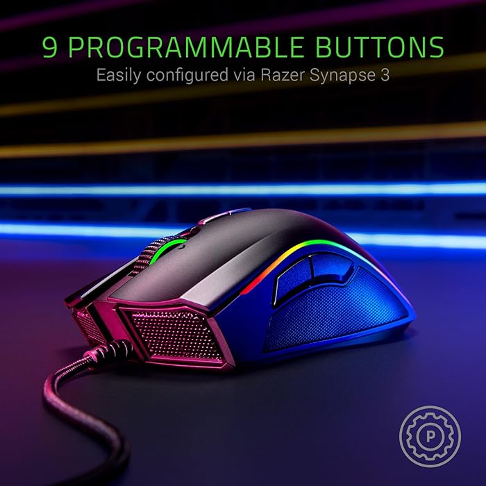 Razer Mamba Elite Wired Gaming Mouse: 16000 DPI Optical Sensor, Black