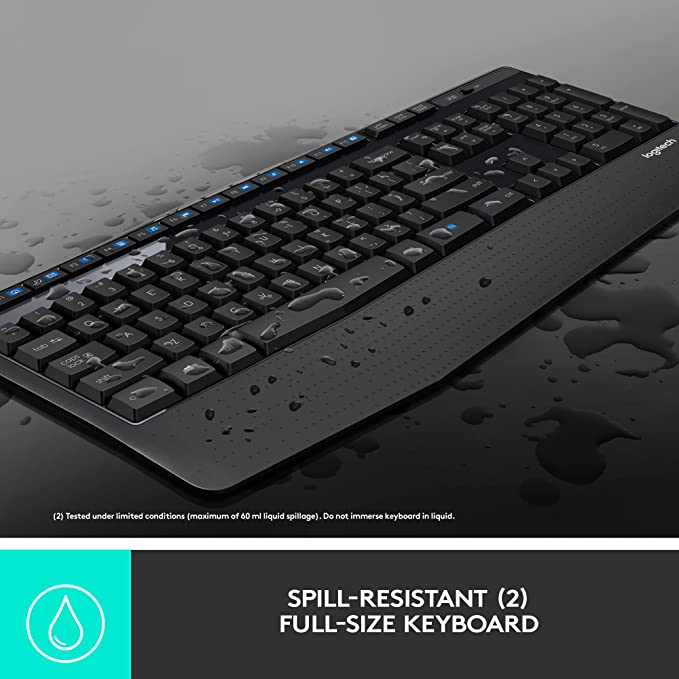 Logitech MK345 Wireless Combo, Full-Sized Keyboard, Palm Rest - Black
