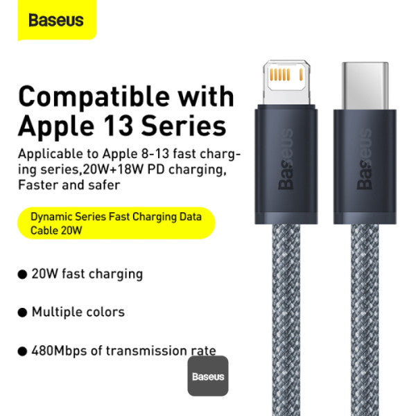 Baseus Dynamic Series Type-C to Lightning Cable - 20W PD Fast Charging, 1M