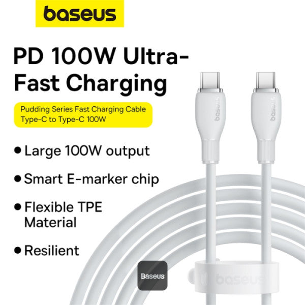 Baseus Pudding Series Type-C to Type-C Fast Charging Cable 100W 5A 1.2M