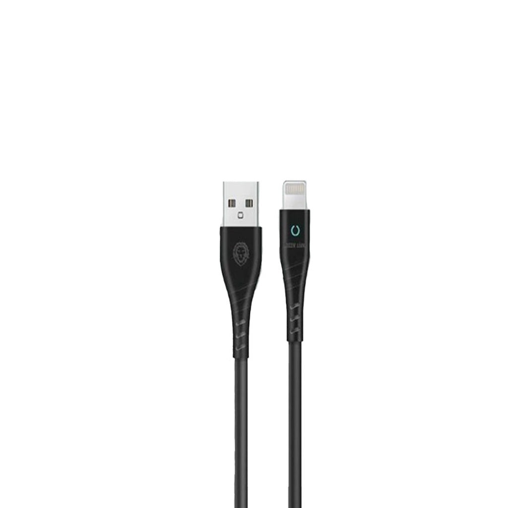 Green Lion USB-A to Lightning PVC Cable 1M with LED Indicator - Black