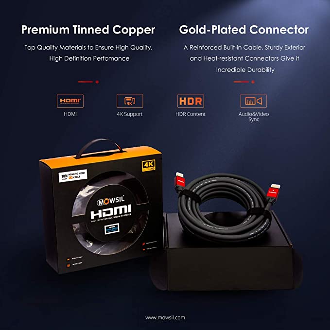 Mowsil HDMI 1.4v Cable Support 4K 3 Meter