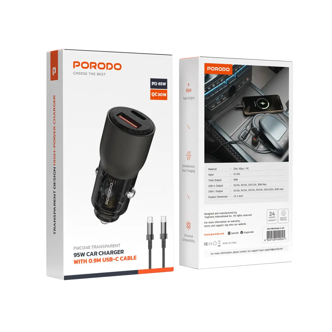 Porodo 95W Car Charger gamingstoeuae