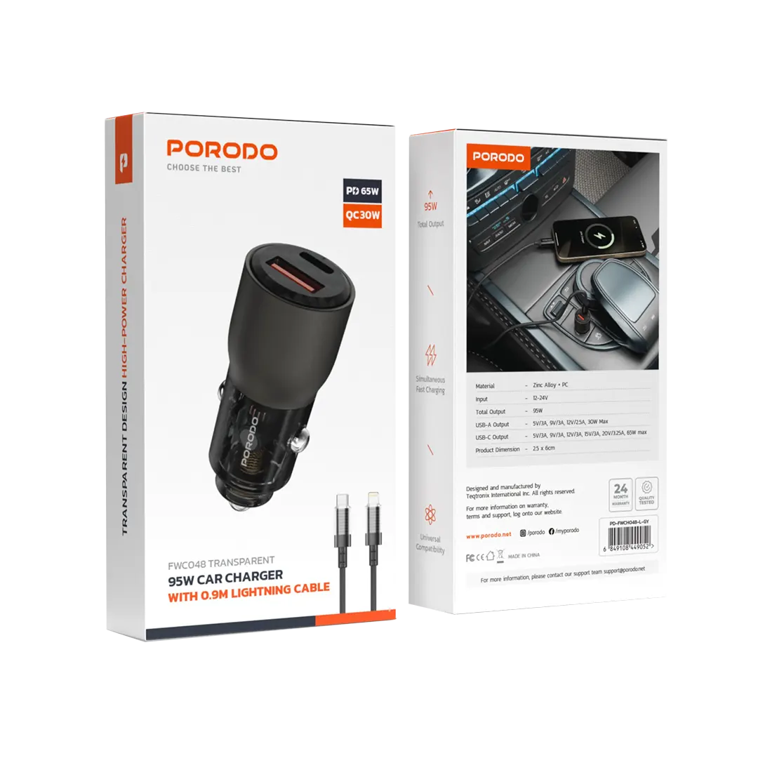 Porodo 95W Car Charger gamingstoreuae
