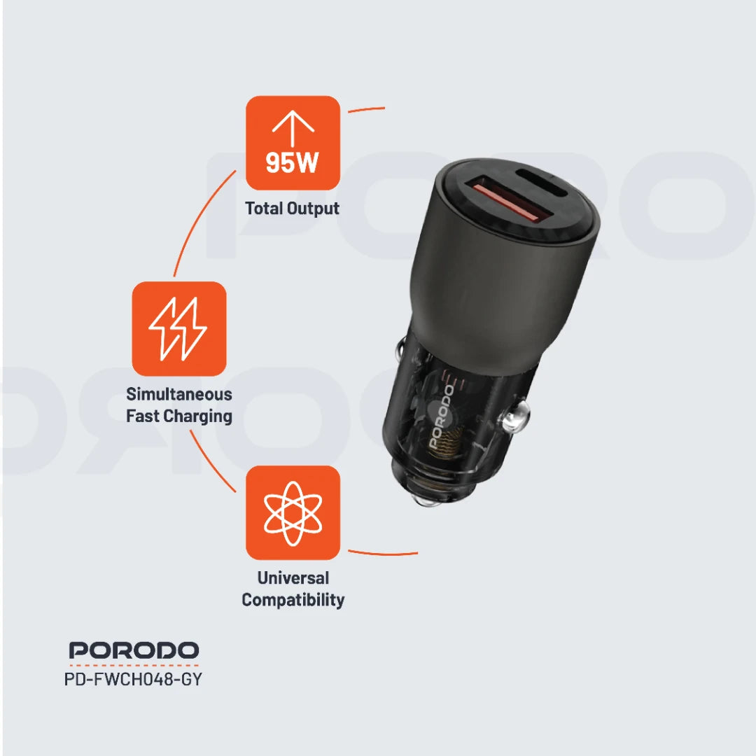 Porodo 95W Car Charger gamingstoreuae