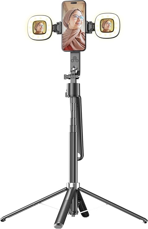Porodo AI Tracking Selfie Stick with Dual Detachable Lights