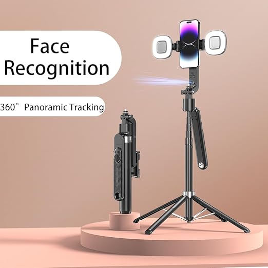 Porodo AI Tracking Selfie Stick with Dual Detachable Lights