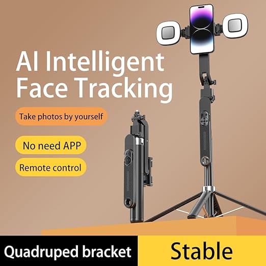 Porodo AI Tracking Selfie Stick with Dual Detachable Lights
