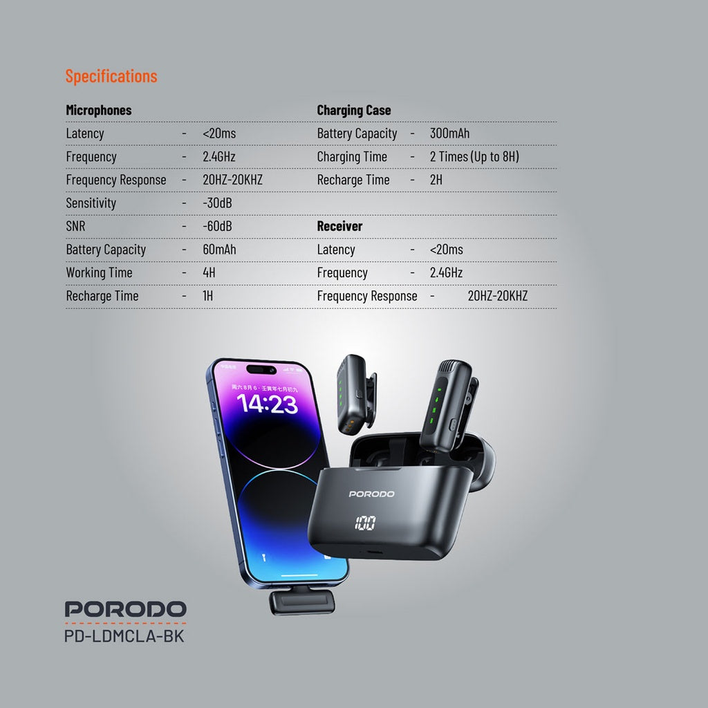 Porodo Lavalier Double Microphone