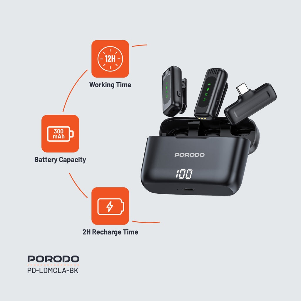 Porodo Lavalier Double Microphone