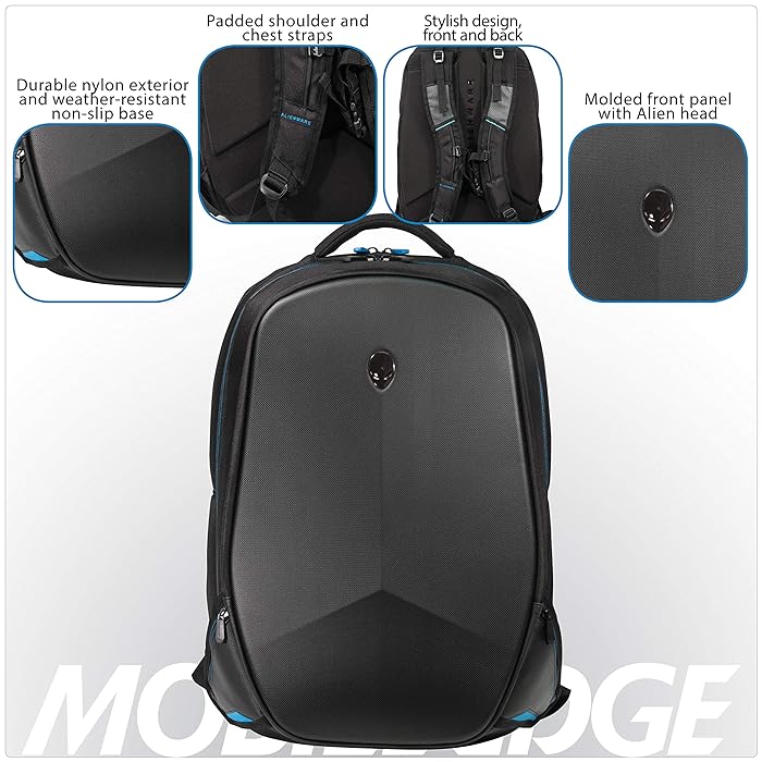 حقيبة ظهر للكمبيوتر المحمول Vindicator مقاس 15 بوصة من Alienware، باللون الأسود 