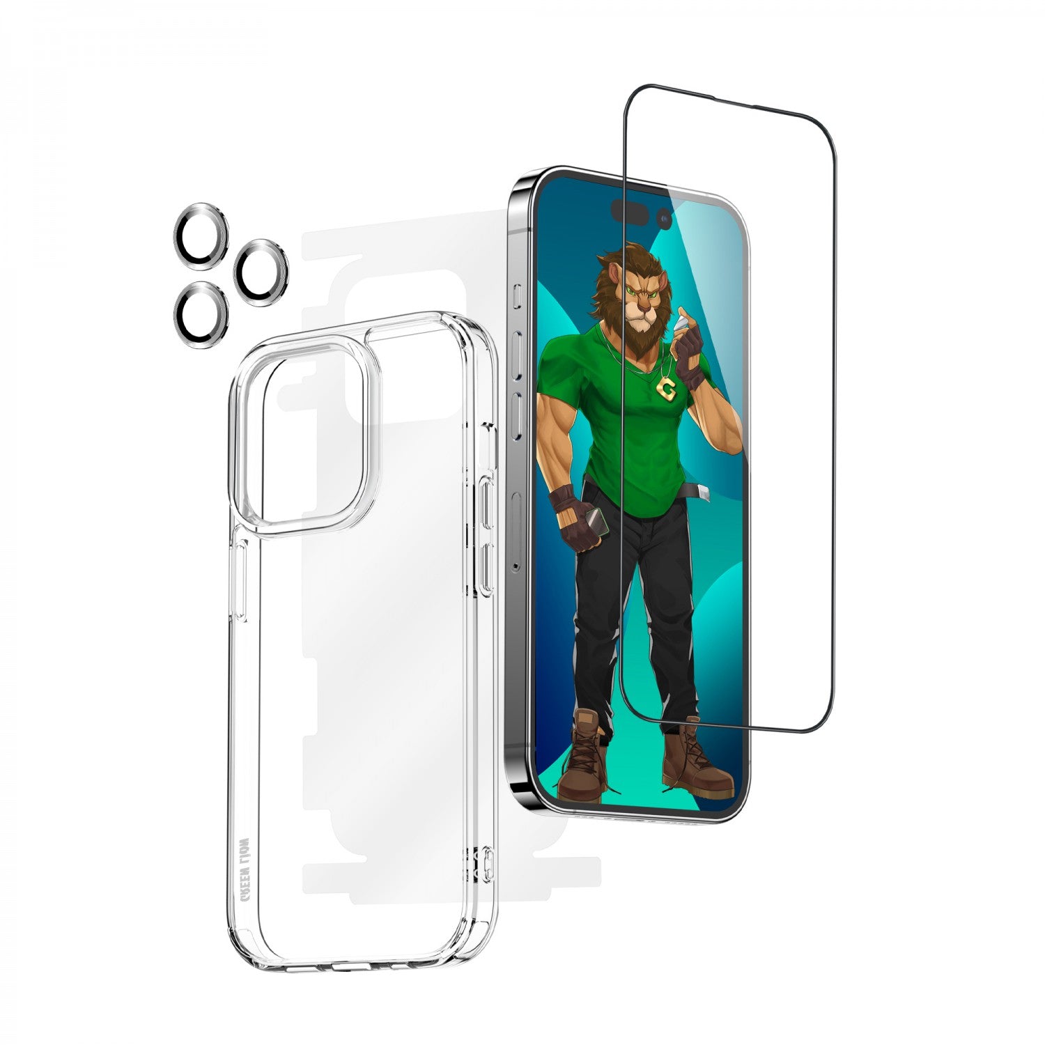 حزمة حماية GREEN LI0N 4 في 1 360 درجة عالية الدقة لهاتف iPhone 14 Pro Max