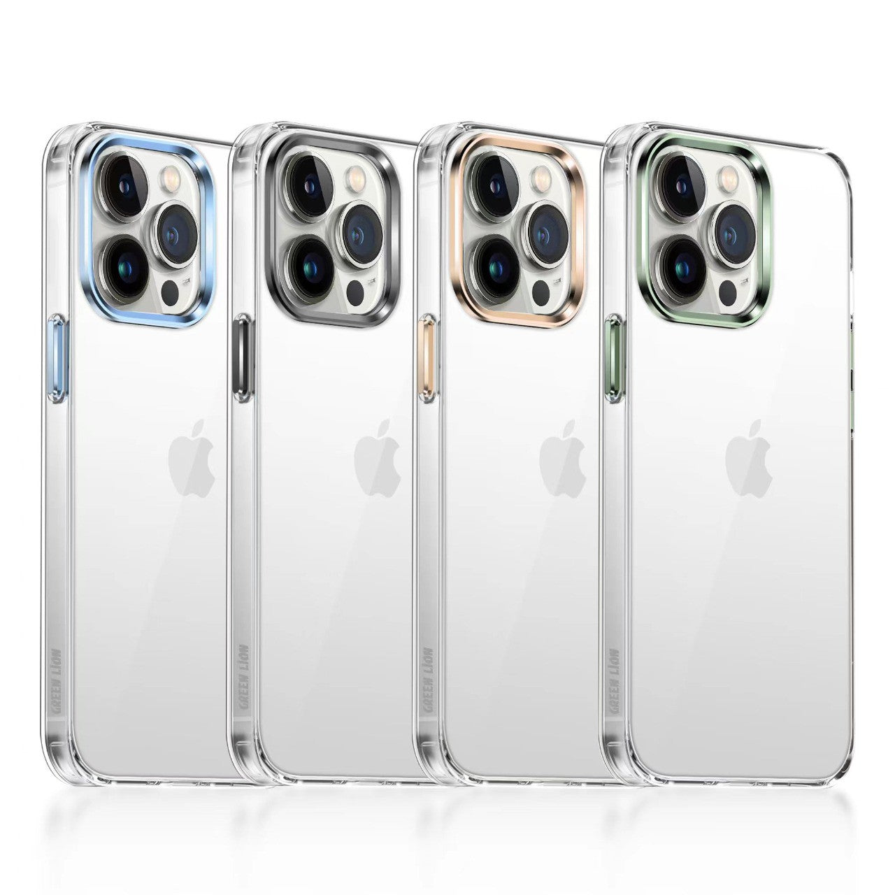حافظة شفافة مصنوعة من مادة TPU بإطار معدني باللون الأخضر لهاتف iPhone 13 pro